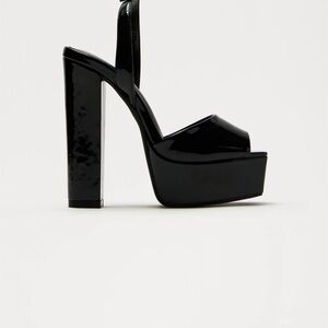Fashion Nova Glossy Black Platform Sandals